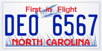 NC license plate DEO6567