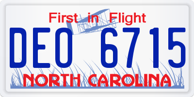 NC license plate DEO6715