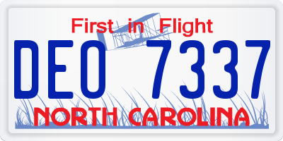 NC license plate DEO7337