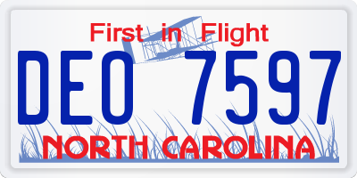 NC license plate DEO7597