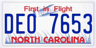 NC license plate DEO7653