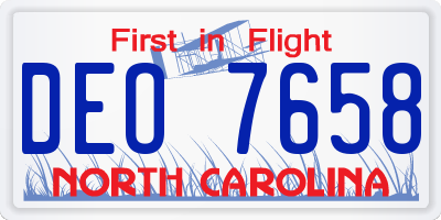 NC license plate DEO7658
