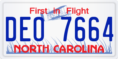 NC license plate DEO7664