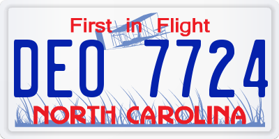 NC license plate DEO7724