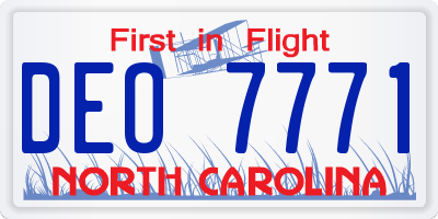 NC license plate DEO7771