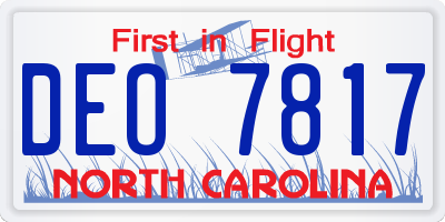 NC license plate DEO7817