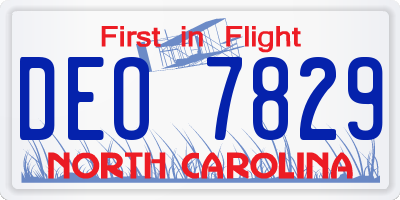 NC license plate DEO7829