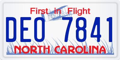 NC license plate DEO7841
