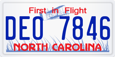NC license plate DEO7846