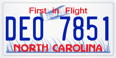 NC license plate DEO7851