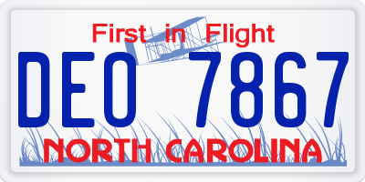 NC license plate DEO7867