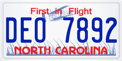 NC license plate DEO7892