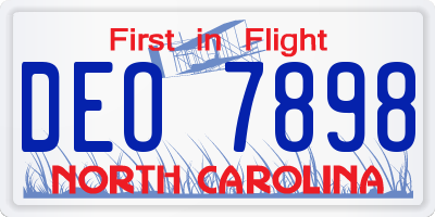 NC license plate DEO7898