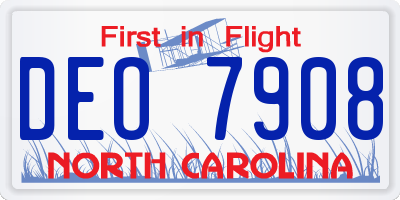 NC license plate DEO7908