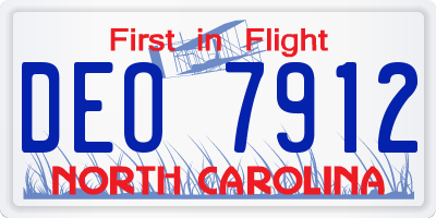 NC license plate DEO7912