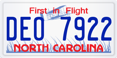 NC license plate DEO7922