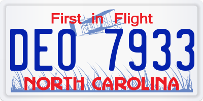 NC license plate DEO7933