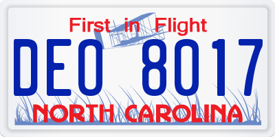 NC license plate DEO8017