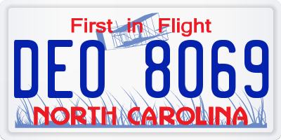 NC license plate DEO8069