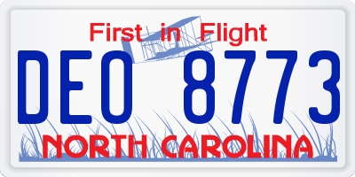 NC license plate DEO8773