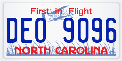 NC license plate DEO9096