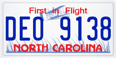 NC license plate DEO9138