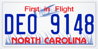NC license plate DEO9148