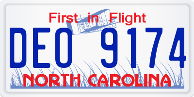 NC license plate DEO9174