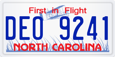 NC license plate DEO9241