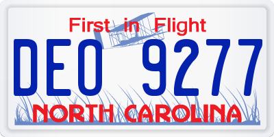 NC license plate DEO9277