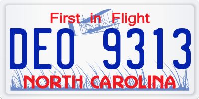 NC license plate DEO9313
