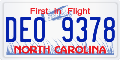 NC license plate DEO9378
