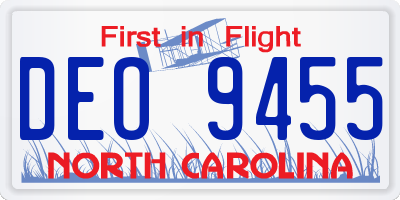 NC license plate DEO9455