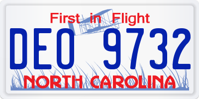 NC license plate DEO9732