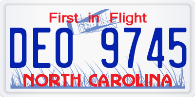 NC license plate DEO9745