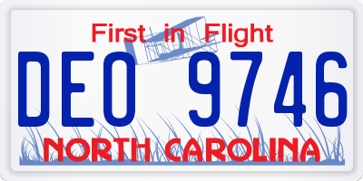 NC license plate DEO9746