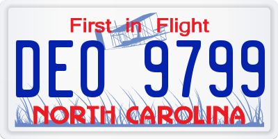 NC license plate DEO9799
