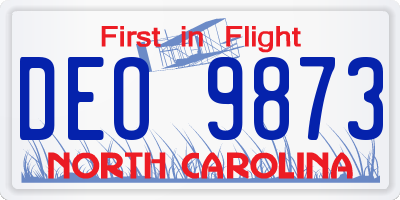 NC license plate DEO9873