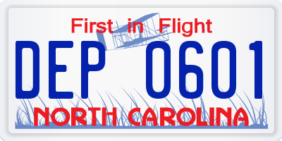 NC license plate DEP0601