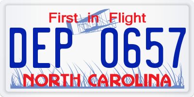 NC license plate DEP0657