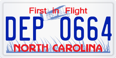 NC license plate DEP0664