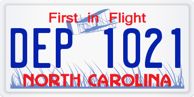 NC license plate DEP1021