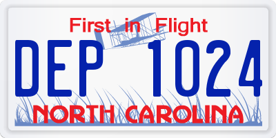 NC license plate DEP1024