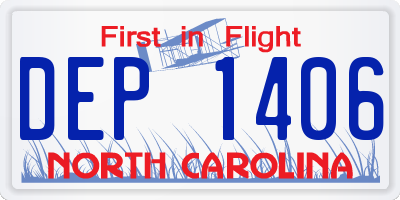 NC license plate DEP1406