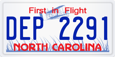 NC license plate DEP2291
