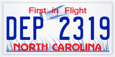 NC license plate DEP2319