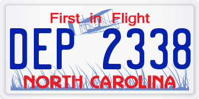 NC license plate DEP2338