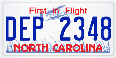NC license plate DEP2348