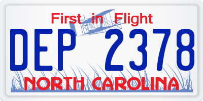 NC license plate DEP2378