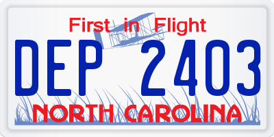 NC license plate DEP2403